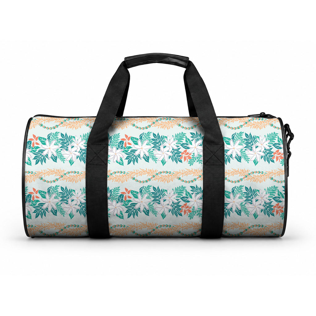 Monstera Tiare Plumeria Lei Pattern Duffle Bag Teal Version LT01 One size Teal - Polynesian Pride