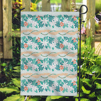 Monstera Tiare Plumeria Lei Pattern Garden Flag Teal Version LT01 Garden Flag Teal - Polynesian Pride