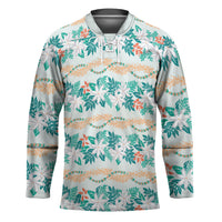 Monstera Tiare Plumeria Lei Pattern Hockey Jersey Teal Version LT01 Unisex Teal - Polynesian Pride