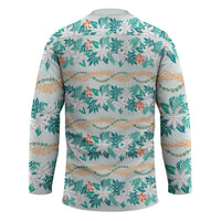 Monstera Tiare Plumeria Lei Pattern Hockey Jersey Teal Version LT01 - Polynesian Pride
