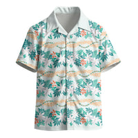 Monstera Tiare Plumeria Lei Pattern Kid Hawaiian Shirt Teal Version LT01 - Polynesian Pride