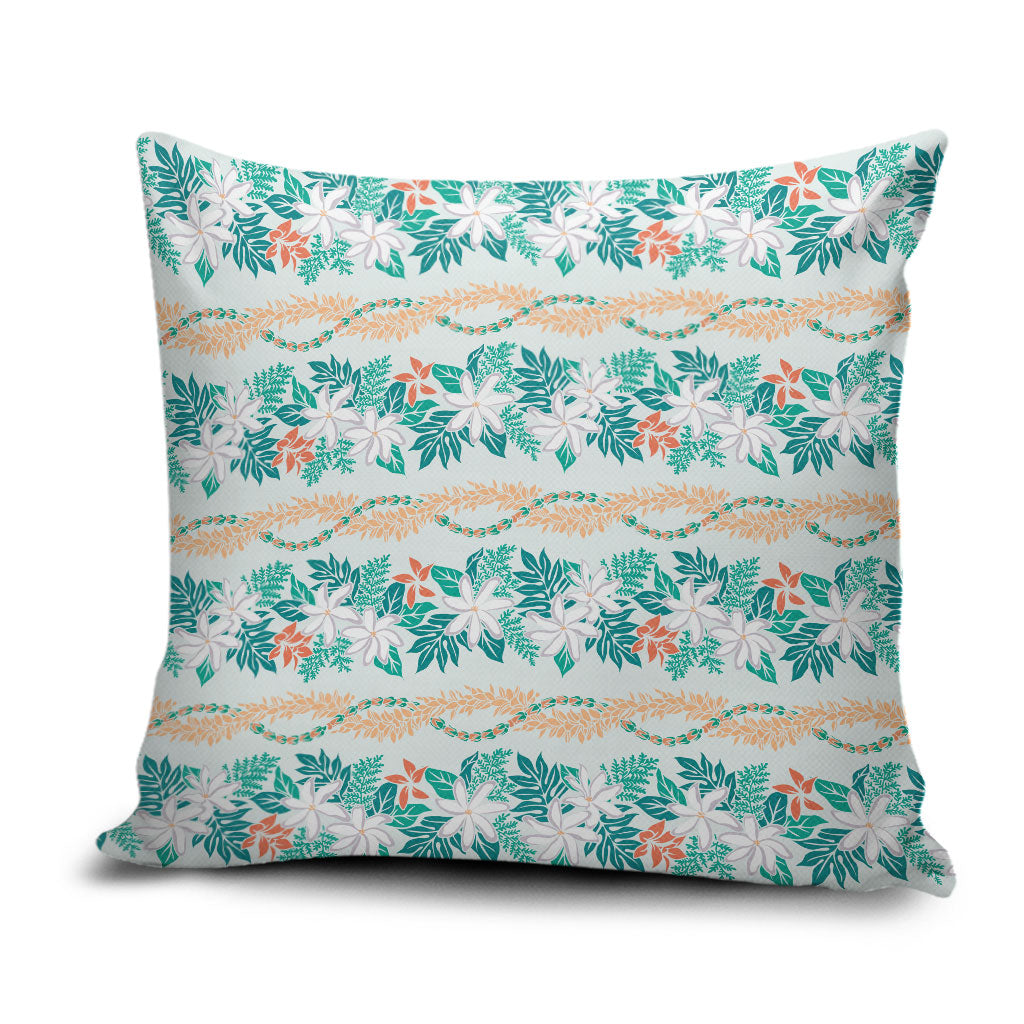 Monstera Tiare Plumeria Lei Pattern Pillow Cover Teal Version LT01 Teal - Polynesian Pride