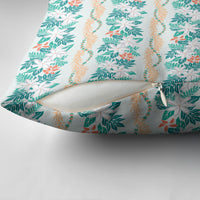 Monstera Tiare Plumeria Lei Pattern Pillow Cover Teal Version LT01 - Polynesian Pride