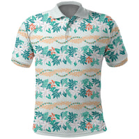 Monstera Tiare Plumeria Lei Pattern Polo Shirt Teal Version LT01 Teal - Polynesian Pride