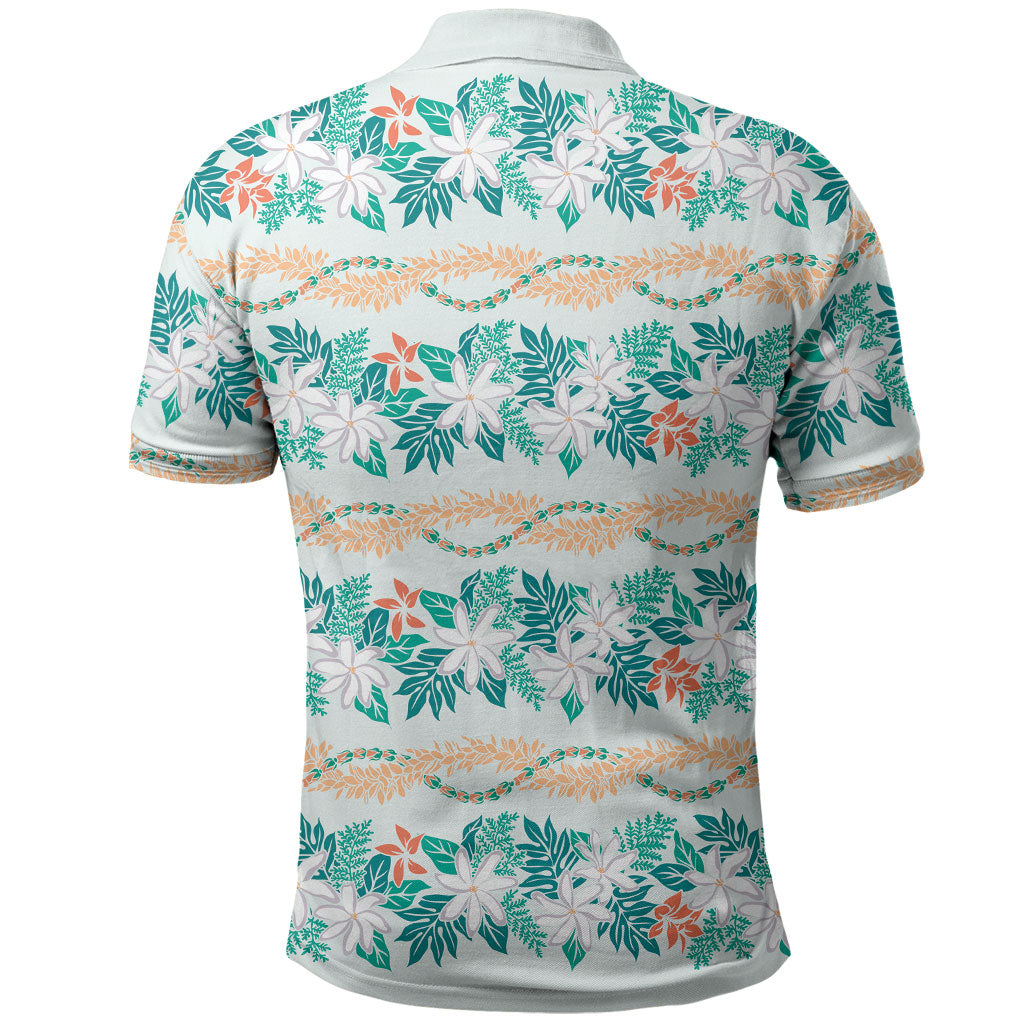 Monstera Tiare Plumeria Lei Pattern Polo Shirt Teal Version LT01 - Polynesian Pride