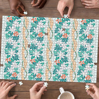 Monstera Tiare Plumeria Lei Pattern Puzzle Teal Version LT01 - Polynesian Pride