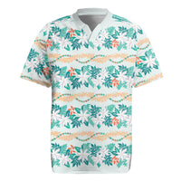 Monstera Tiare Plumeria Lei Pattern Rugby Jersey Teal Version LT01 Teal - Polynesian Pride