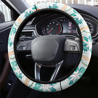 Monstera Tiare Plumeria Lei Pattern Steering Wheel Cover Teal Version LT01 - Polynesian Pride