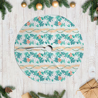 Monstera Tiare Plumeria Lei Pattern Tree Skirt Teal Version LT01 Casual Teal - Polynesian Pride