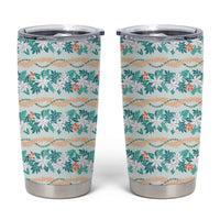 Monstera Tiare Plumeria Lei Pattern Tumbler Cup Teal Version LT01 Teal - Polynesian Pride