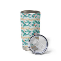 Monstera Tiare Plumeria Lei Pattern Tumbler Cup Teal Version LT01 - Polynesian Pride