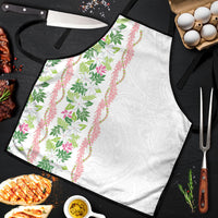 Monstera Tiare Plumeria Apron Green Polynesian Pattern LT01 Green - Polynesian Pride