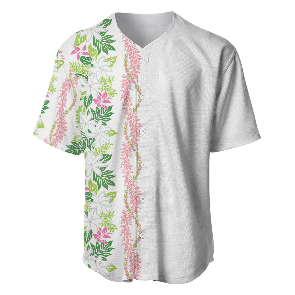 Monstera Tiare Plumeria Baseball Jersey Green Polynesian Pattern LT01 Green - Polynesian Pride