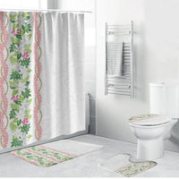 Monstera Tiare Plumeria Bathroom Set Green Polynesian Pattern LT01 Bathroom Set (4 pcs) Green - Polynesian Pride
