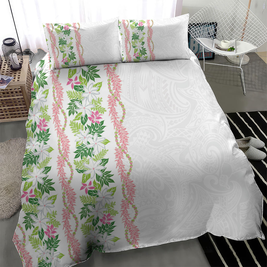 Monstera Tiare Plumeria Bedding Set Green Polynesian Pattern LT01 - Polynesian Pride