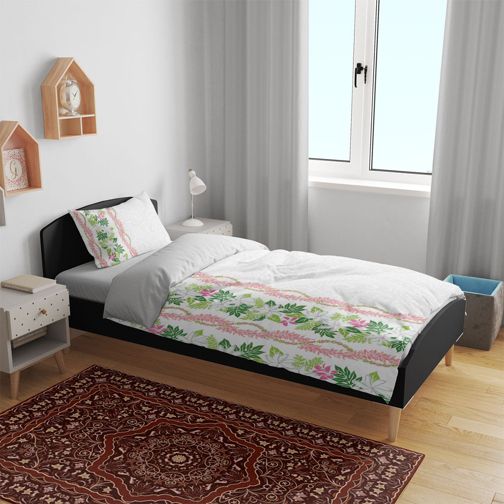Monstera Tiare Plumeria Bedding Set Green Polynesian Pattern LT01 - Polynesian Pride