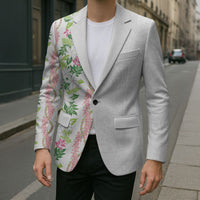 Monstera Tiare Plumeria Blazer Green Polynesian Pattern LT01 - Polynesian Pride