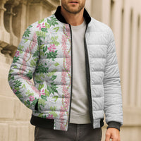 Monstera Tiare Plumeria Bomber Puffer Jacket Green Polynesian Pattern LT01 - Polynesian Pride