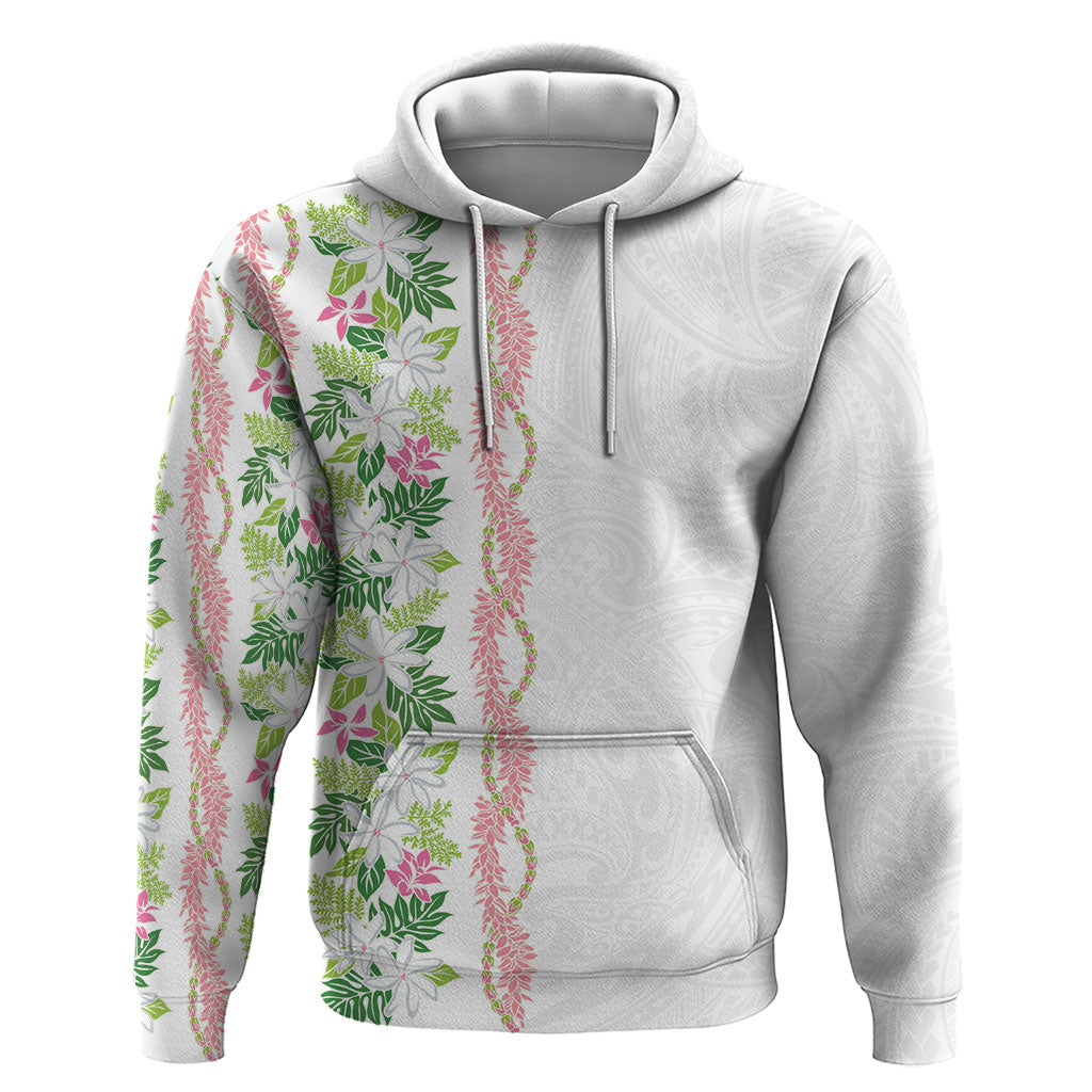 Monstera Tiare Plumeria Hoodie Green Polynesian Pattern LT01 Pullover Hoodie Green - Polynesian Pride