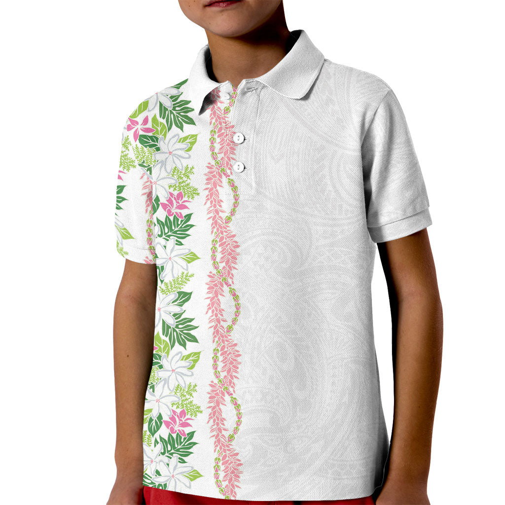 Monstera Tiare Plumeria Kid Polo Shirt Green Polynesian Pattern LT01 Kid Green - Polynesian Pride