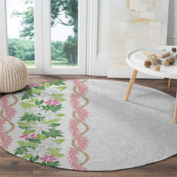 Monstera Tiare Plumeria Round Carpet Green Polynesian Pattern LT01 - Polynesian Pride