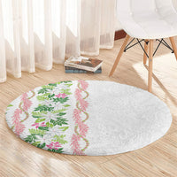 Monstera Tiare Plumeria Round Carpet Green Polynesian Pattern LT01 - Polynesian Pride