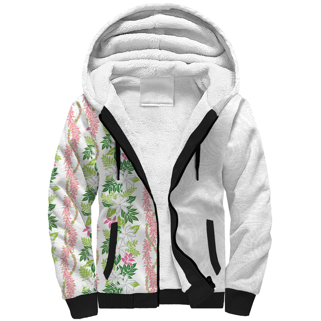 Monstera Tiare Plumeria Sherpa Hoodie Green Polynesian Pattern LT01 Unisex Green - Polynesian Pride