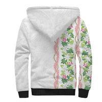 Monstera Tiare Plumeria Sherpa Hoodie Green Polynesian Pattern LT01 - Polynesian Pride