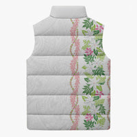 Monstera Tiare Plumeria Sleeveless Puffer Jacket Green Polynesian Pattern LT01 - Polynesian Pride