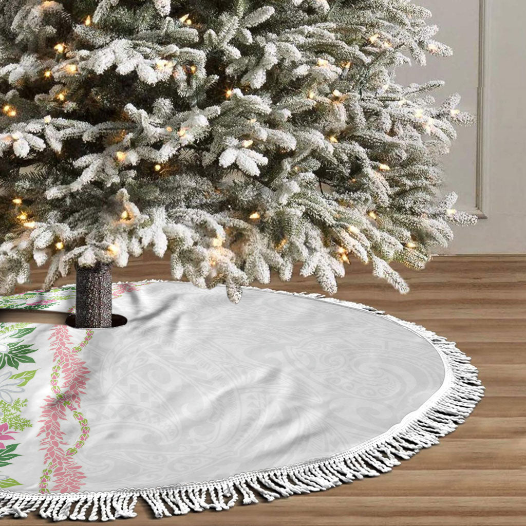 Monstera Tiare Plumeria Tree Skirt Green Polynesian Pattern LT01 - Polynesian Pride