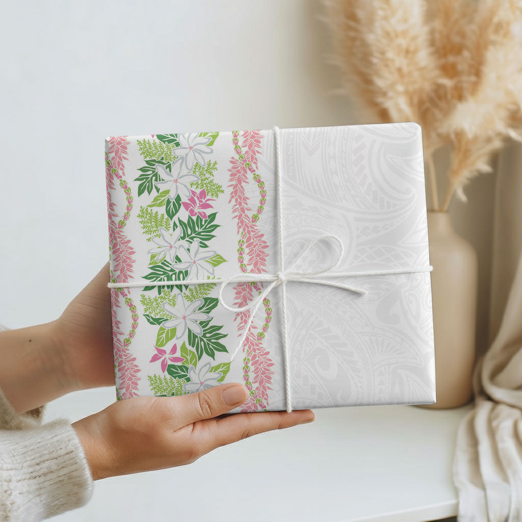Monstera Tiare Plumeria Wrapping Paper Green Polynesian Pattern LT01 - Polynesian Pride