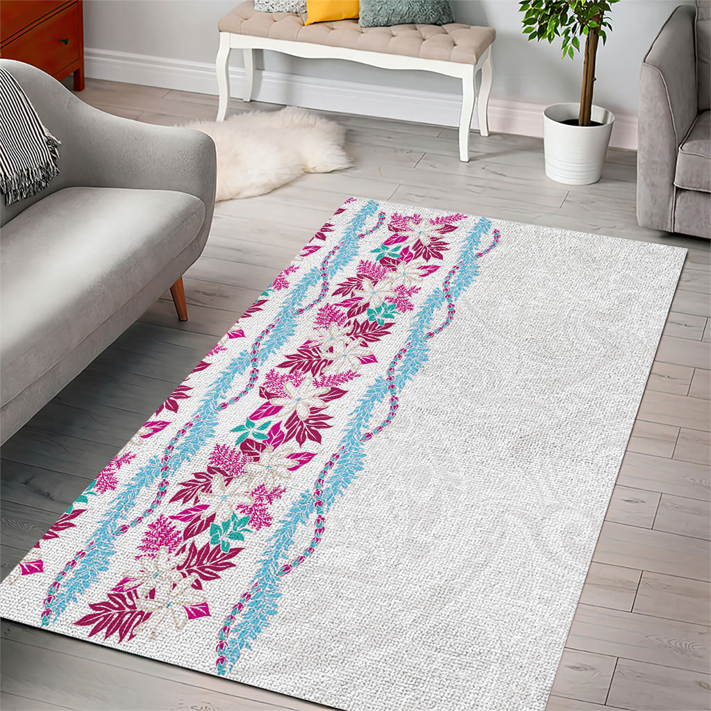 Monstera Tiare Plumeria Area Rug Pink Polynesian Pattern LT01 - Polynesian Pride