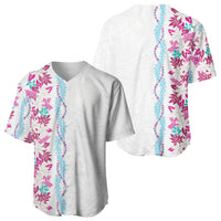 Monstera Tiare Plumeria Baseball Jersey Pink Polynesian Pattern LT01 - Polynesian Pride