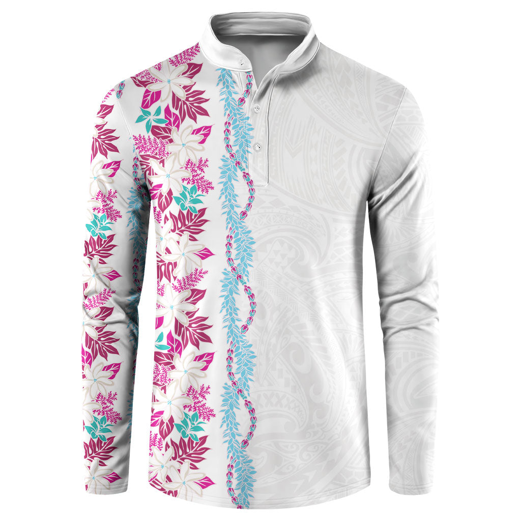 Monstera Tiare Plumeria Button Sweatshirt Pink Polynesian Pattern LT01 Pink - Polynesian Pride
