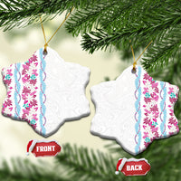 Monstera Tiare Plumeria Ceramic Ornament Pink Polynesian Pattern LT01 Snow Flake Pink - Polynesian Pride
