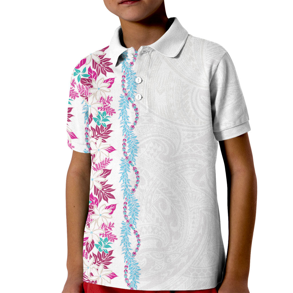 Monstera Tiare Plumeria Kid Polo Shirt Pink Polynesian Pattern LT01 Kid Pink - Polynesian Pride