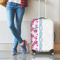 Monstera Tiare Plumeria Luggage Cover Pink Polynesian Pattern LT01 - Polynesian Pride