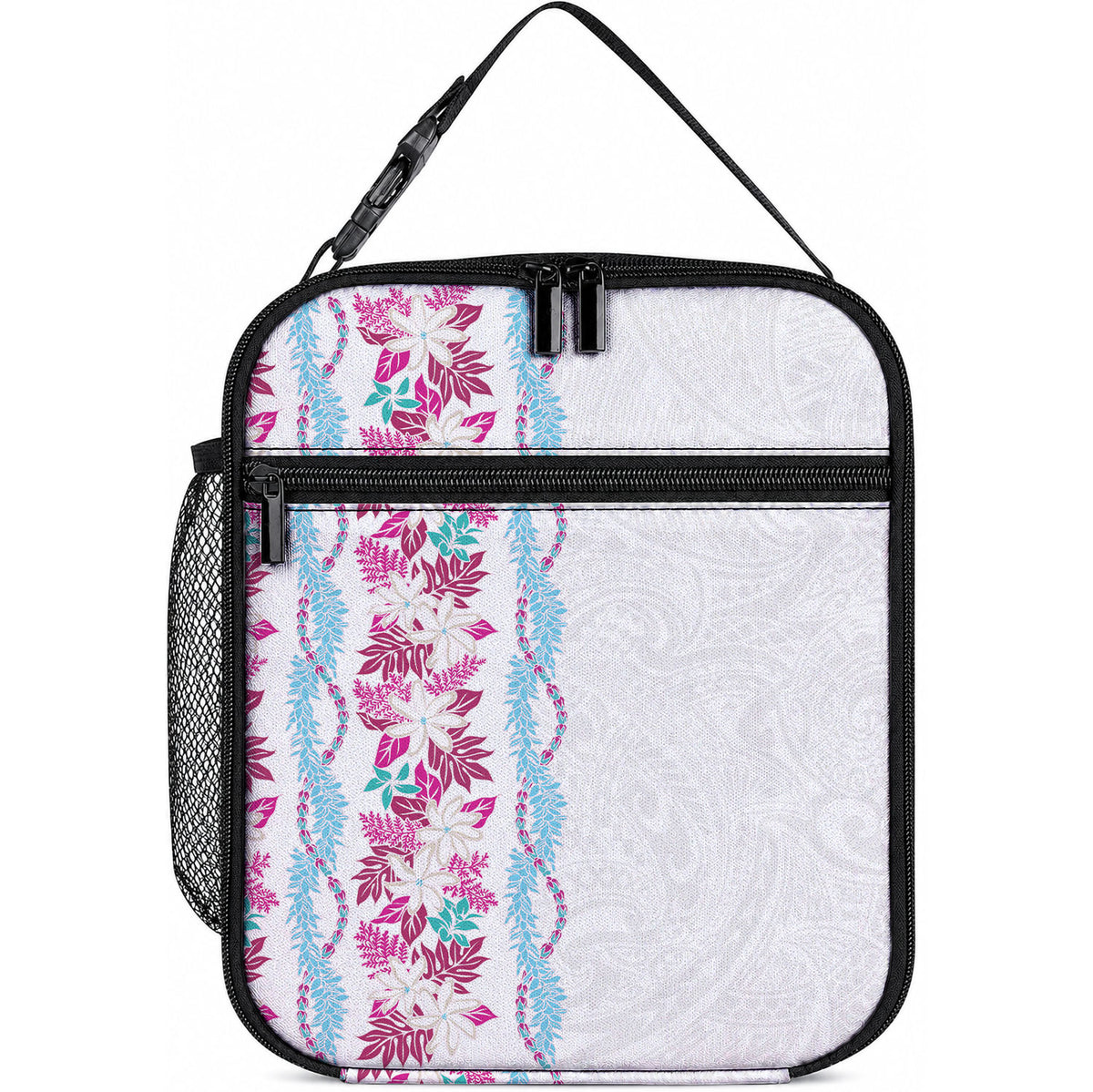 Monstera Tiare Plumeria Lunch Bag Pink Polynesian Pattern LT01 10.2 × 8.3 × 4.3 inch Pink - Polynesian Pride