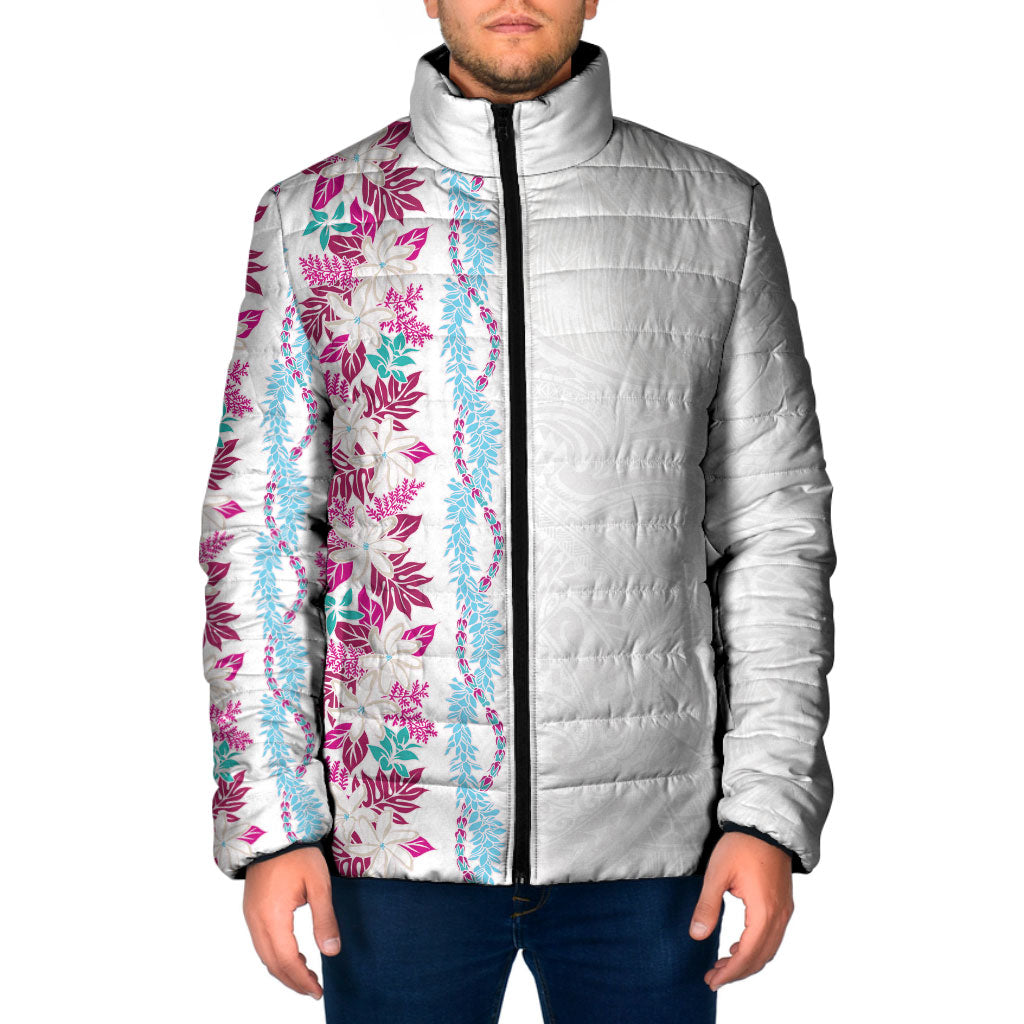 Monstera Tiare Plumeria Padded Jacket Pink Polynesian Pattern LT01 Men Pink - Polynesian Pride