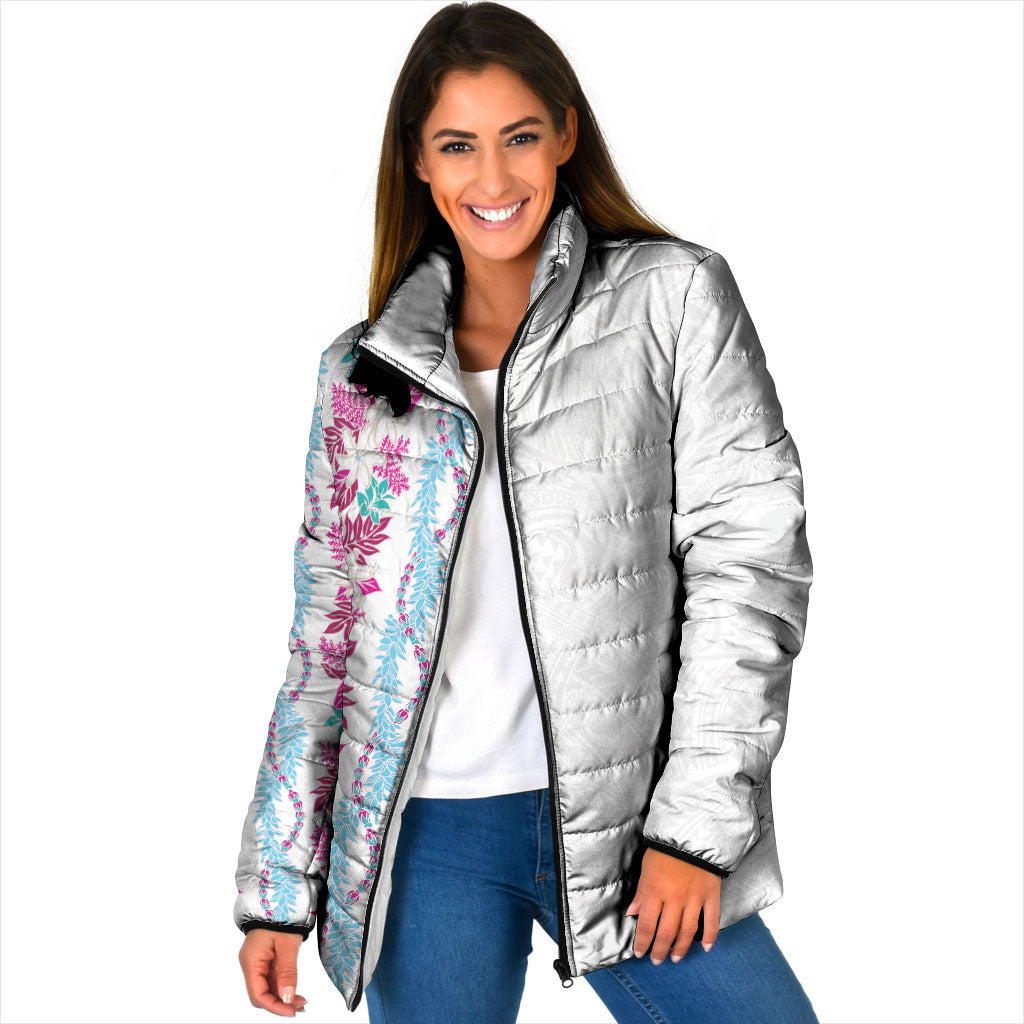 Monstera Tiare Plumeria Padded Jacket Pink Polynesian Pattern LT01 Women Pink - Polynesian Pride