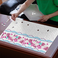 Monstera Tiare Plumeria Puzzle Pink Polynesian Pattern LT01 - Polynesian Pride