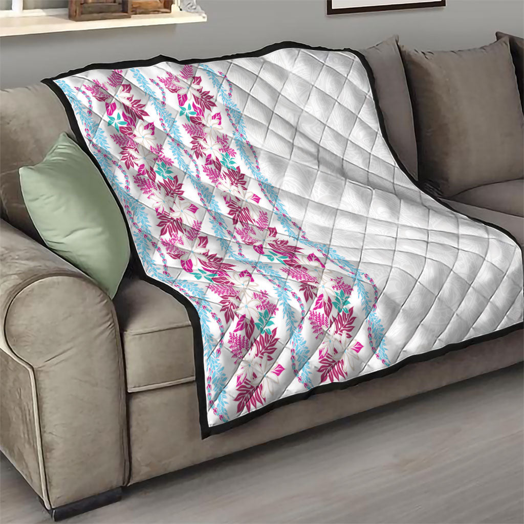 Monstera Tiare Plumeria Quilt Pink Polynesian Pattern LT01 - Polynesian Pride