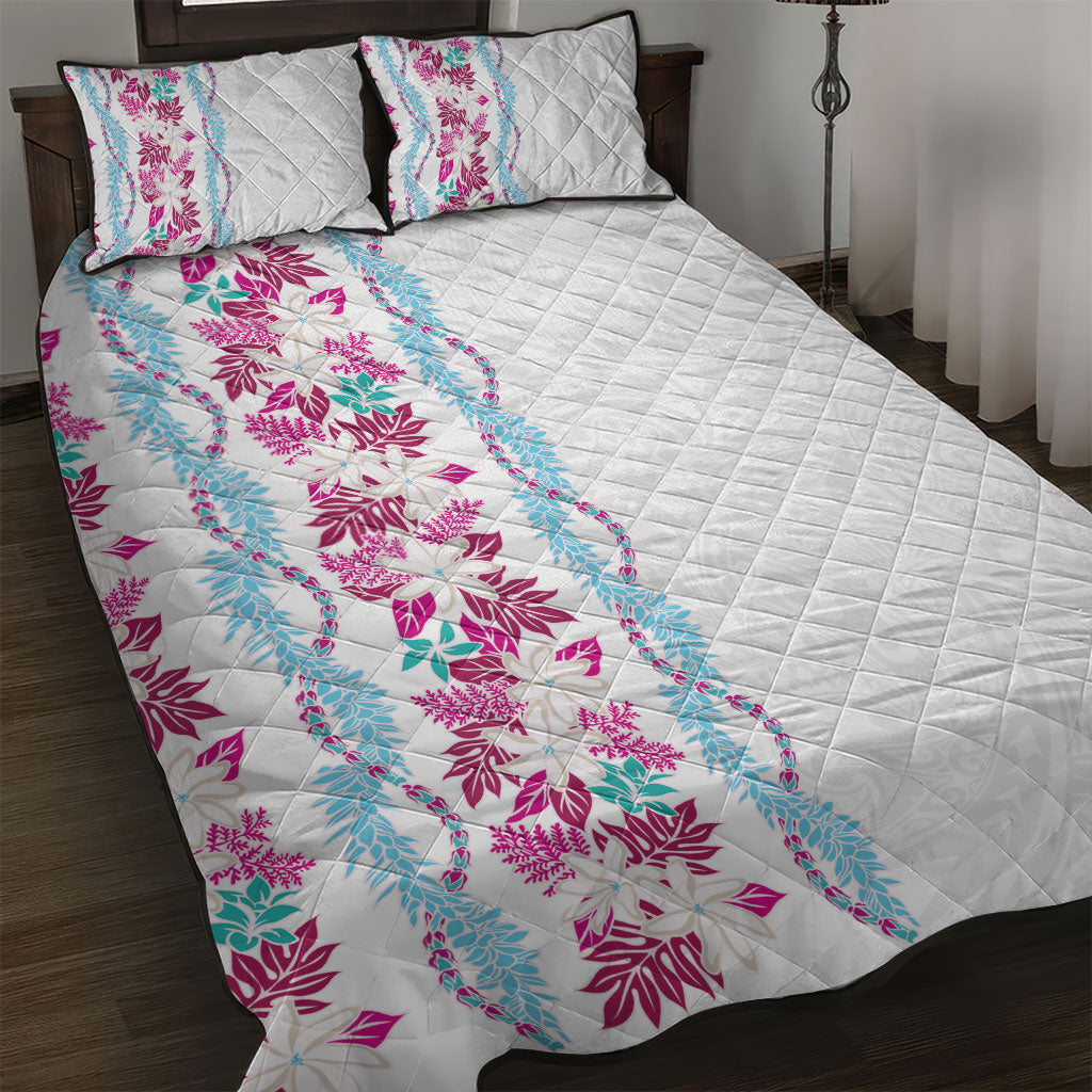 Monstera Tiare Plumeria Quilt Bed Set Pink Polynesian Pattern LT01 Pink - Polynesian Pride