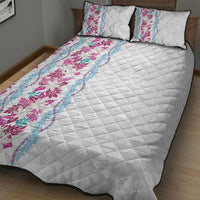 Monstera Tiare Plumeria Quilt Bed Set Pink Polynesian Pattern LT01 - Polynesian Pride
