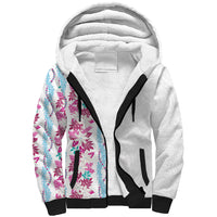 Monstera Tiare Plumeria Sherpa Hoodie Pink Polynesian Pattern LT01 Unisex Pink - Polynesian Pride