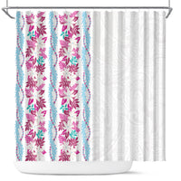 Monstera Tiare Plumeria Shower Curtain Pink Polynesian Pattern LT01 Pink - Polynesian Pride