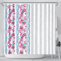 Monstera Tiare Plumeria Shower Curtain Pink Polynesian Pattern LT01 - Polynesian Pride