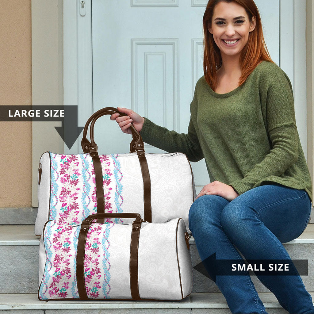 Monstera Tiare Plumeria Travel Bag Pink Polynesian Pattern LT01 - Polynesian Pride
