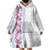 Monstera Tiare Plumeria Wearable Blanket Hoodie Pink Polynesian Pattern LT01 - Polynesian Pride