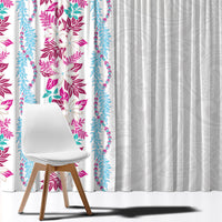 Monstera Tiare Plumeria Window Curtain Pink Polynesian Pattern LT01 - Polynesian Pride